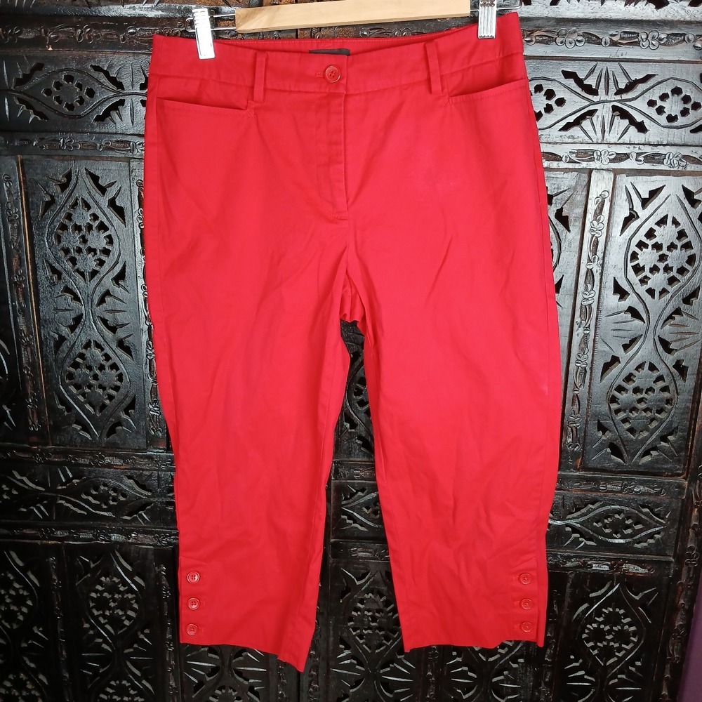 Talbots Women's Size 6P Cropped Capri‎ Perfect Skimmer Pant Cotton Stretch Red